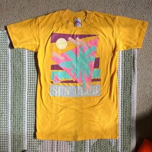 Vintage Vibrant Yellow Sun Club T-Shirt